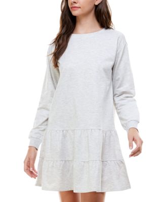 Planet Gold - Juniors' French Terry Ruffled A-Line Dress