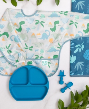 Sleeved Bib Splat Mat Silicone Grip Dish Silicone Chewtensils Set