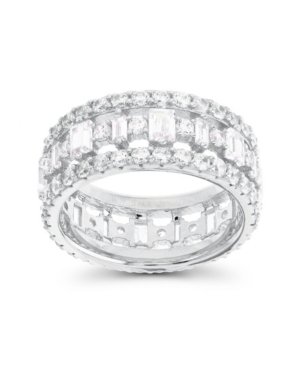 Macy's Cubic Zirconia Baguette And Round Eternity Ring In White