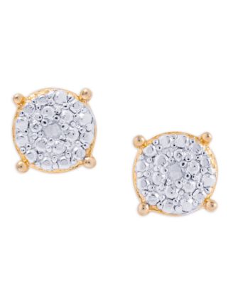 Diamond Accent Round Stud and Twist Hoop Earring Set in Gold Plate