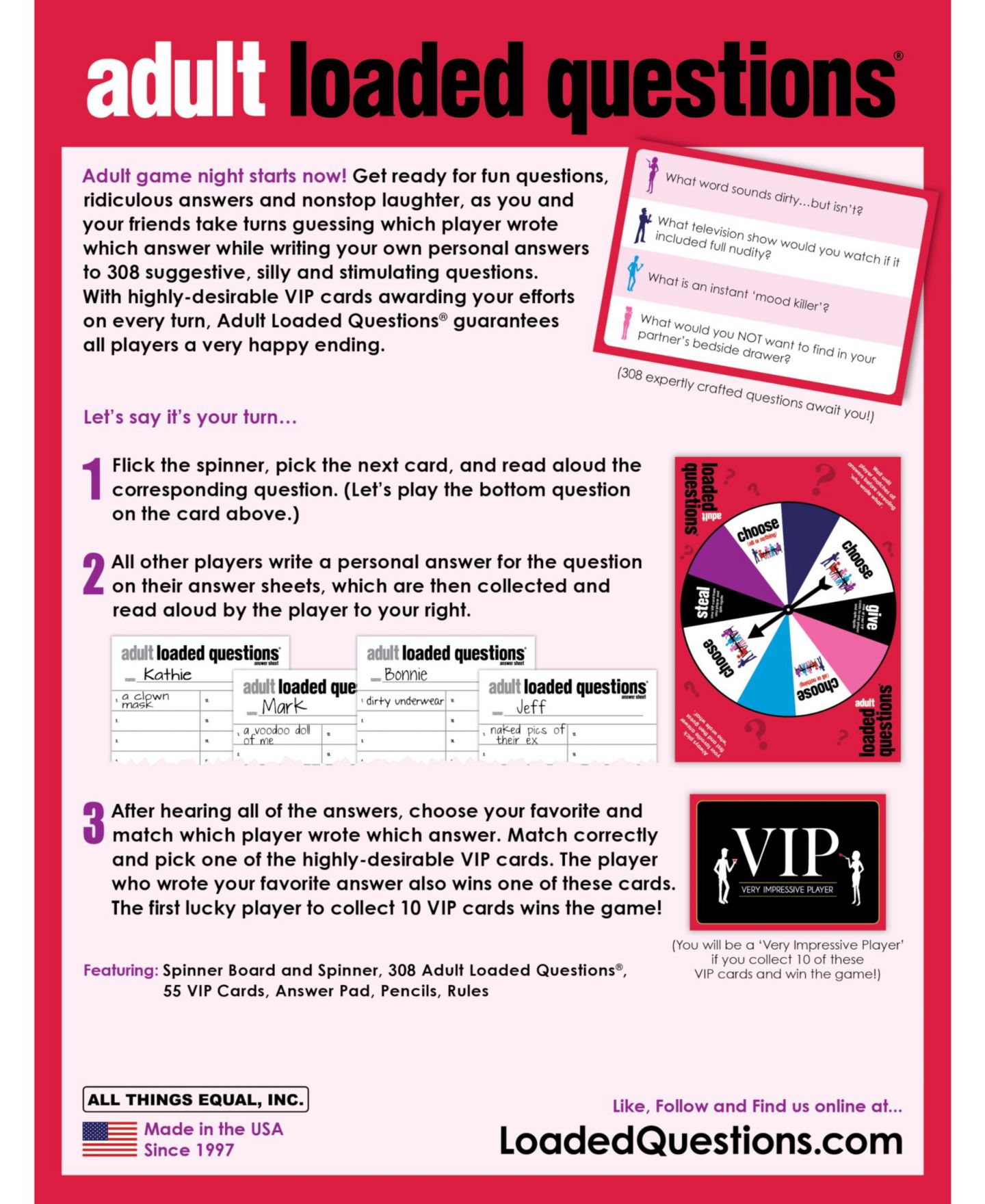 Детская настольная игра All Things Equal Adult Party Loaded Questions Board Game, Ages 17+ — фото 4