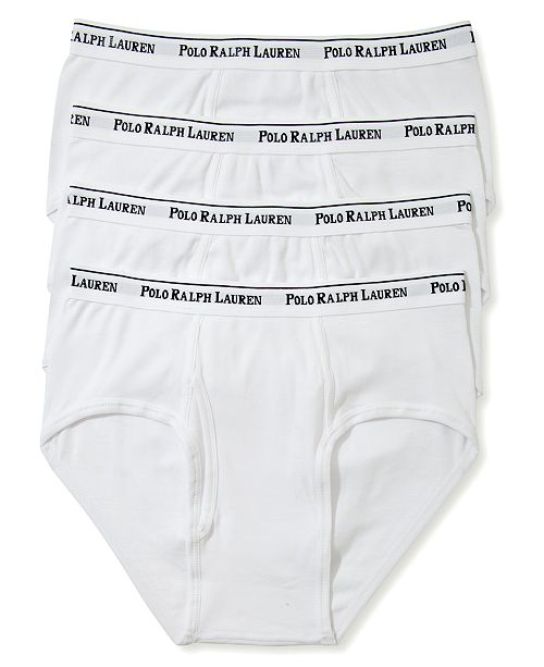 Polo Ralph Lauren Men's Underwear, Classic Cotton Low Rise Brief 4 Pack ...