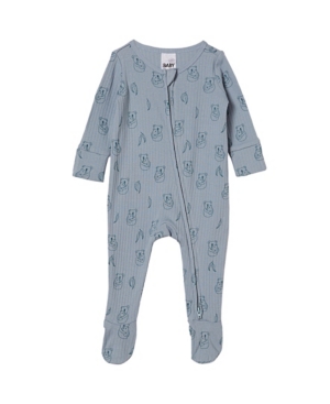 Baby Boys Organic Newborn Zip Through Coverall