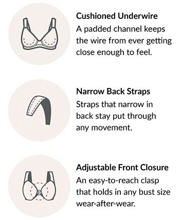 Glamorise Women's Full Figure Wonderwire Front Close Stretch Lace Bra with  Narrow Set Straps - Macy's
