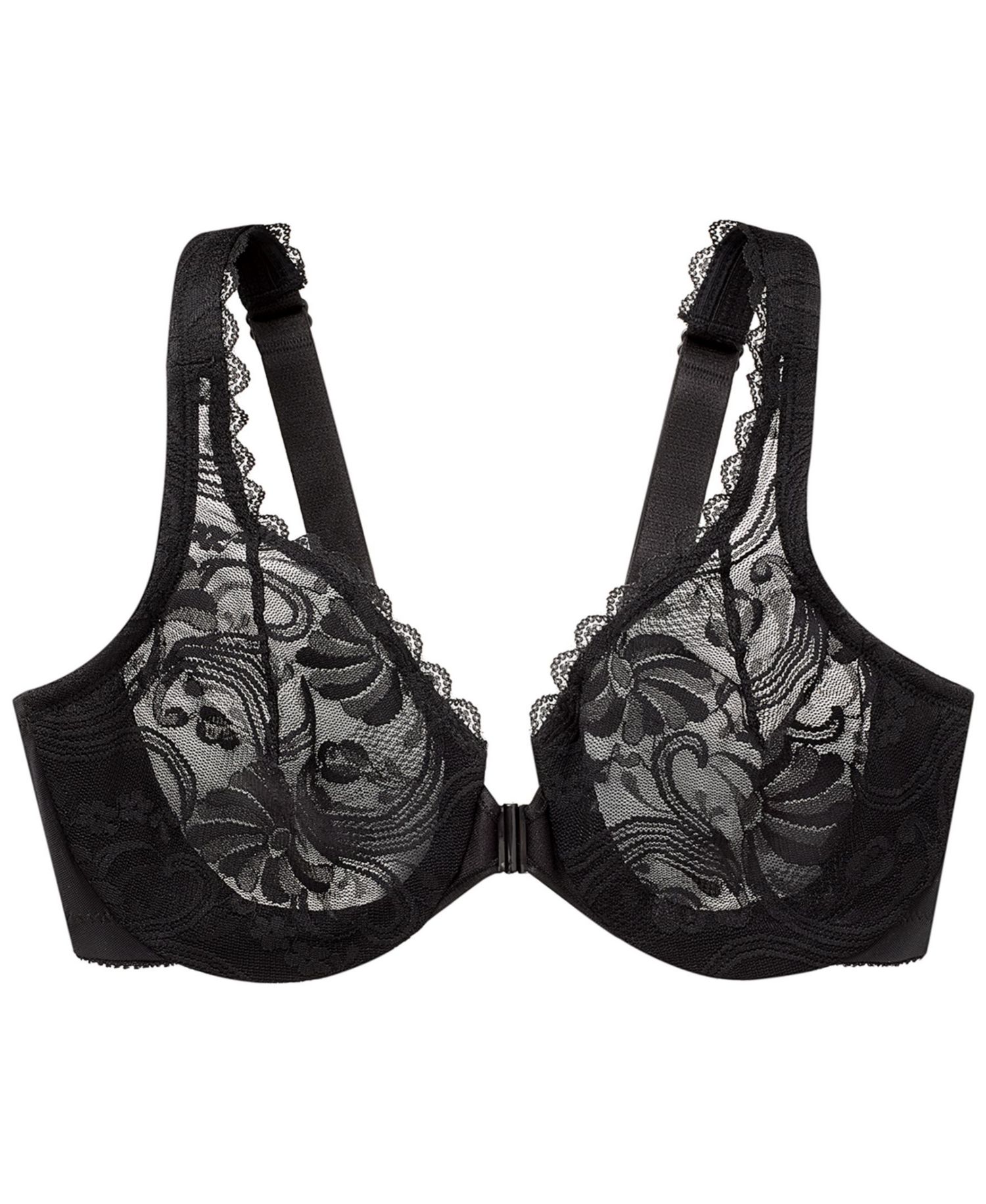 Women's Full Figure Plus Size Wonderwire Front Close Stretch Lace Bra 9245