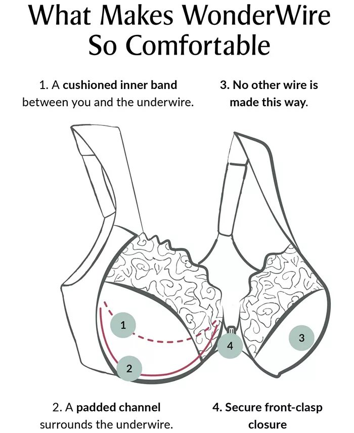 Women's Full Figure Plus Size Wonderwire Front Close Bra 1245 - thumbnail 6