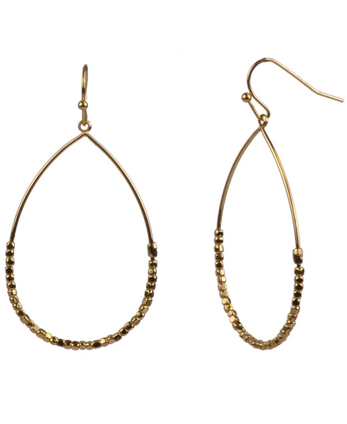 Style & Co Gold-Tone Beaded Teardrop Drop Earrings, Created for Macy's ...