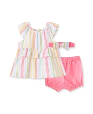 Little Me Baby Girls Sunsuit Tunic, Bloomer And Headband Set, 3 Piece In Multi