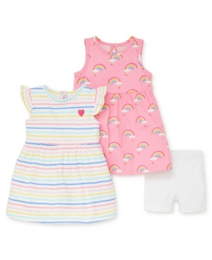 Little Me Baby Girls Rainbow Knit Dress and Short Set 3 Piece