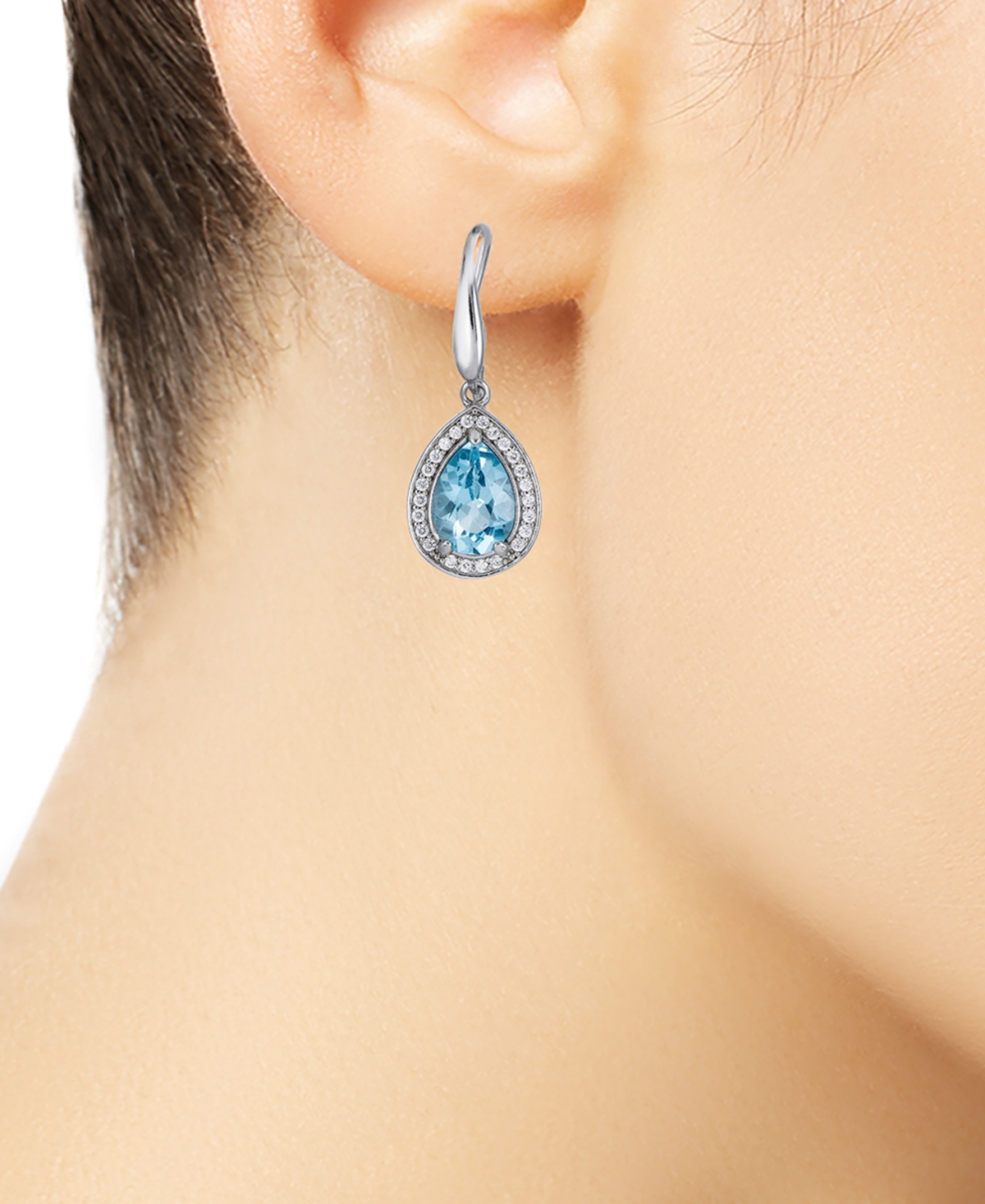 Sky Blue Topaz (4 ct. t.w.) & White Topaz (5/8 ct. t.w.) Drop Earrings - Sterling Silver