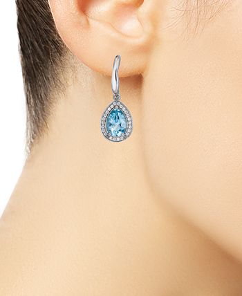 Macy's - Sky Blue Topaz (4 ct. t.w.) & White Topaz (5/8 ct. t.w.) Drop Earrings in Sterling Silver