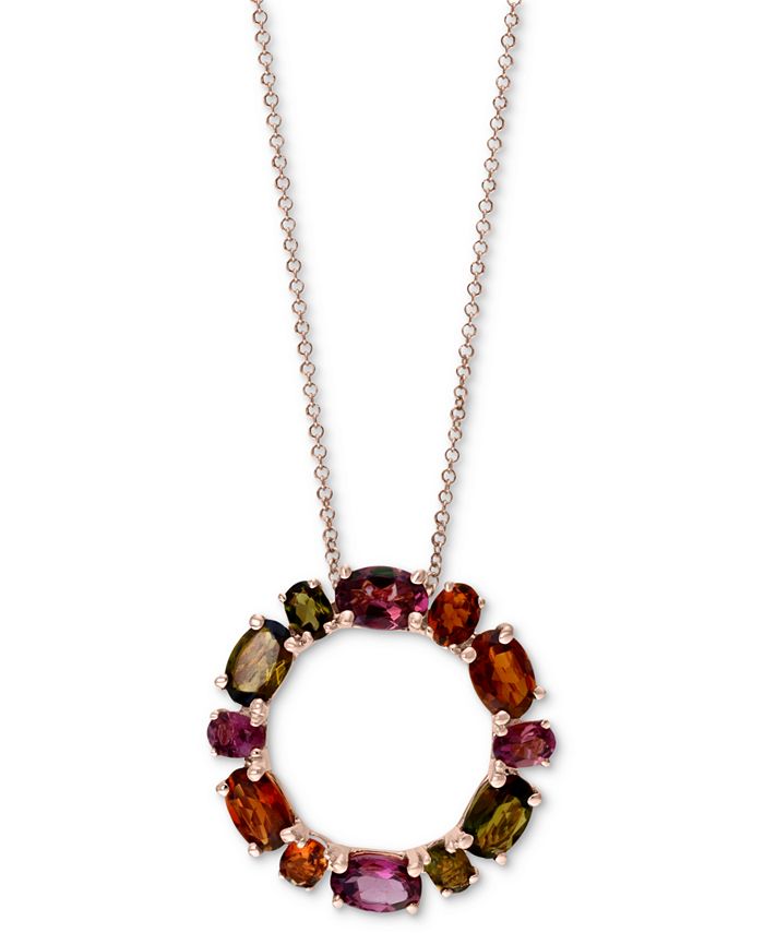 EFFY Collection - Tourmaline Circle 18" Pendant Necklace (4-1/10 ct. t.w.) in 14k Rose Gold