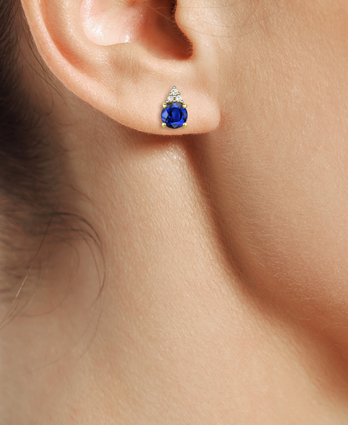 Shop Macy's Sapphire (7/8 Ct. T.w.) & Diamond Accent Stud Earrings In 14k Yellow Gold (also In Emerald, Ruby, Mo In Emerald,white Gold