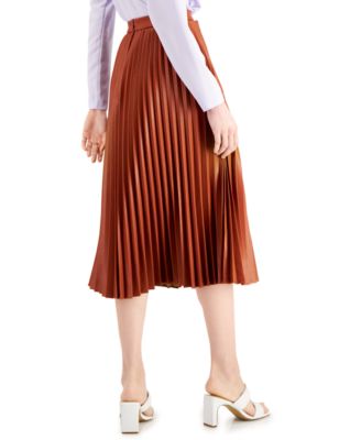 Alfani Pleated Faux-Leather Skirt, Created for Macy's