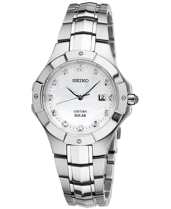 Seiko Women's Coutura Solar Diamond Accent Stainless Steel Bracelet Watch  29mm SUT125 & Reviews - Macy's