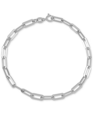 Polished Paperclip Bracelet in 18K Gold over Silver or Sterling Silver