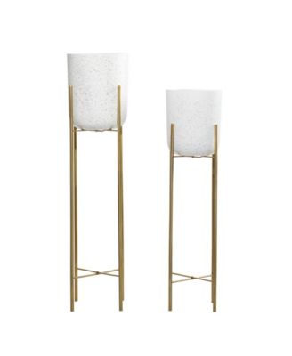 Set of 2 Multi Colored Metal Contemporary Planter, 39", 46"