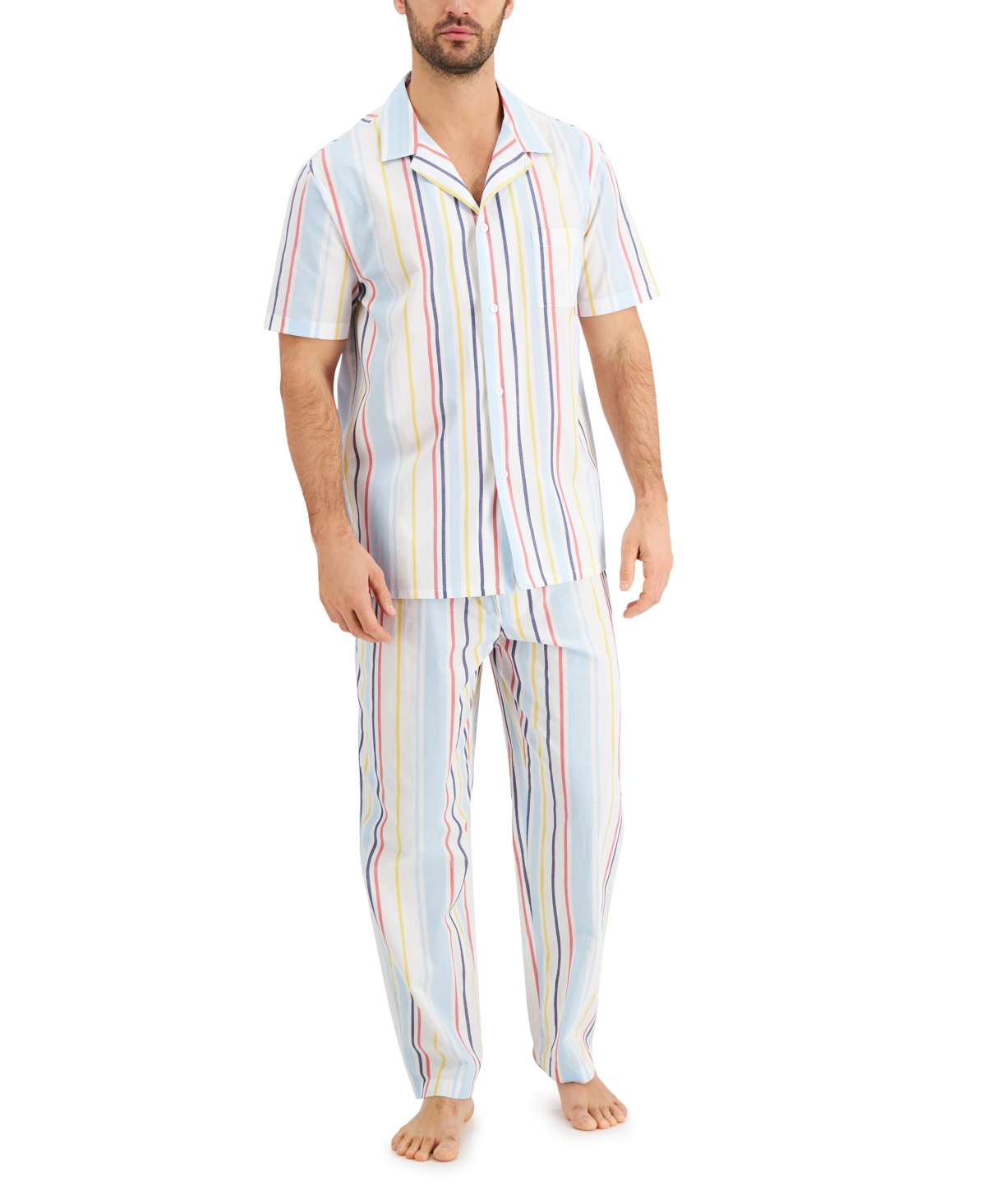 Men's Striped Pajamas, Created for Macy's - White