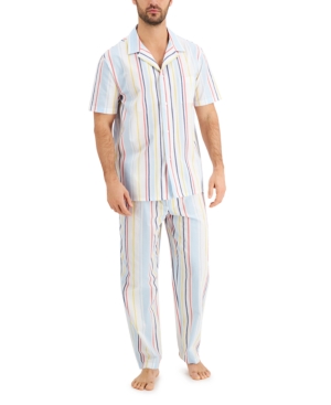Club Room Men's Bromley Striped Pajama Pants, Created For Macy's In White