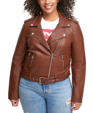 Levi's Plus Size Faux Leather Belted Motorcycle Jacket