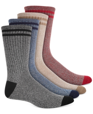 Sun + Stone Men's 4-Pk Double Stripe Crew Socks
