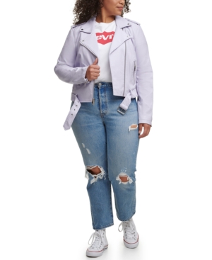 Levi's Plus Size Faux Leather Belted Motorcycle Jacket