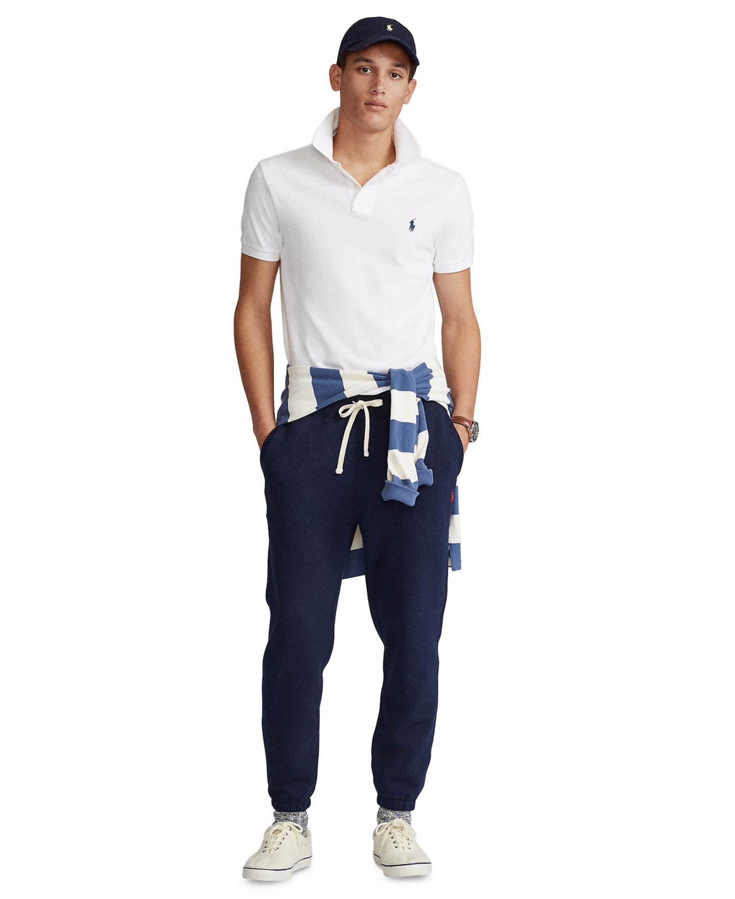 Мужские брюки Polo Ralph Lauren Signature Fleece Sweatpant, цвет: Тёмно-синий — фото 2