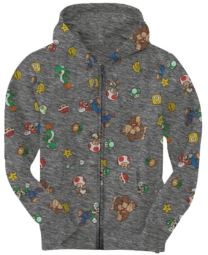 image of Big Boys Super Mario Aop Zip Fleece Hoody