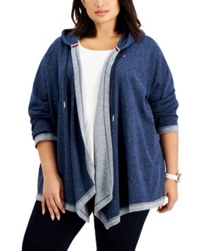 Tommy Hilfiger Plus Size Flyaway Cardigan Hoodie