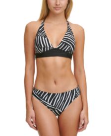 Printed Halter Triangle Bikini Top & Hipster Bikini Bottoms