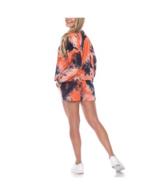 Women's Tie Dye Lounge Top Shorts Set, 2-Piece