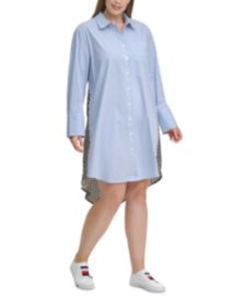 Plus Size Mixed-Print Shirtdress