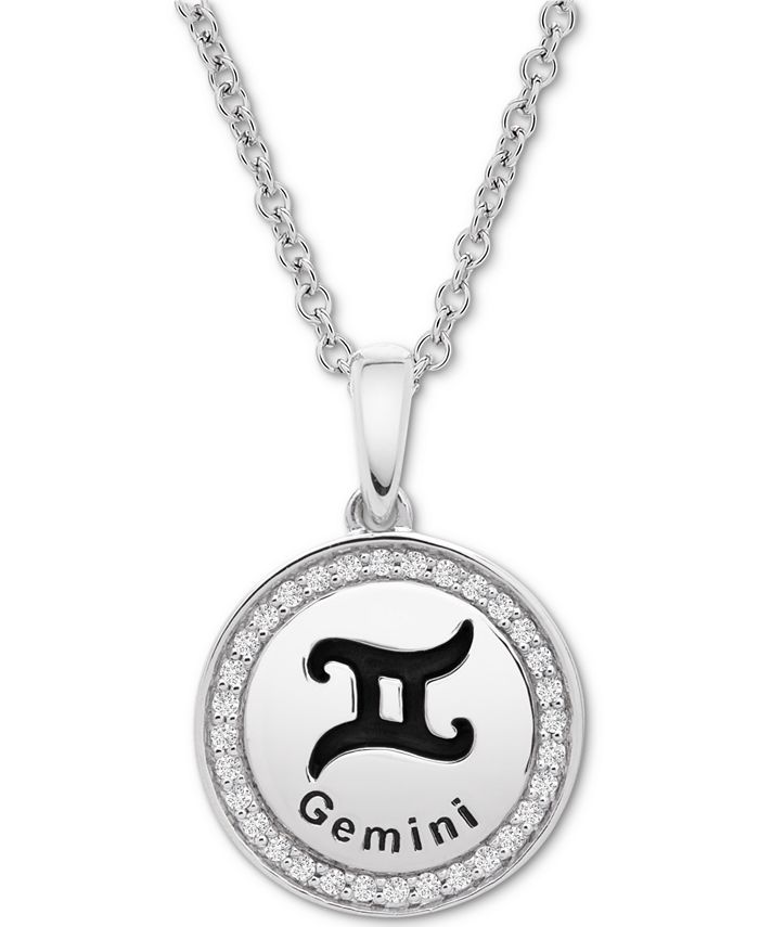 Macy s Diamond Gemini Zodiac Pendant Necklace 1 10 ct. t.w. in