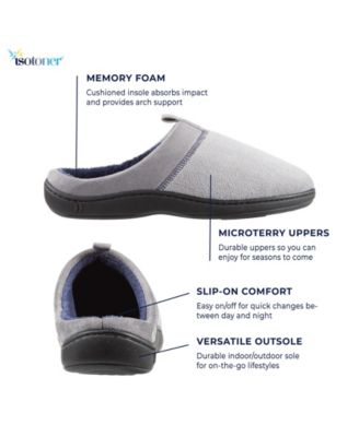 Isotoner Signature Men's Microterry Jared Hoodback Slippers with Memory Foam