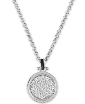 Esquire Men's Jewelry - White Sapphire Cluster 22" Pendant Necklace (1/10 ct. t.w.) in Sterling Silver