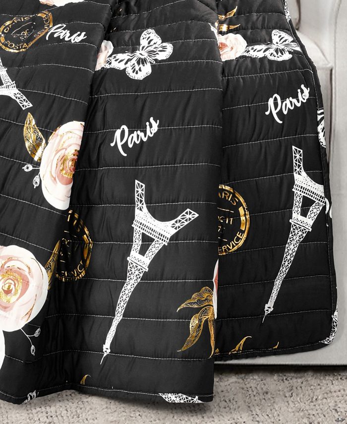 Lush Décor VintageLike Paris Rose Butterfly Script Throw Blanket