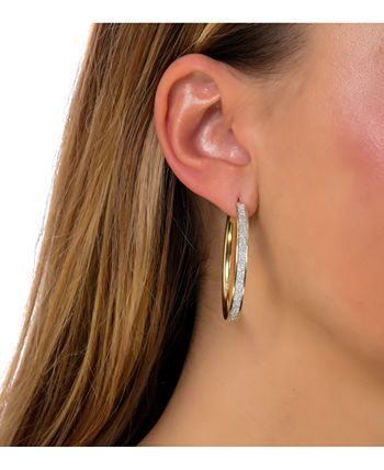 Macy's - Glitter Hoop Earrings in 14k Yellow Gold