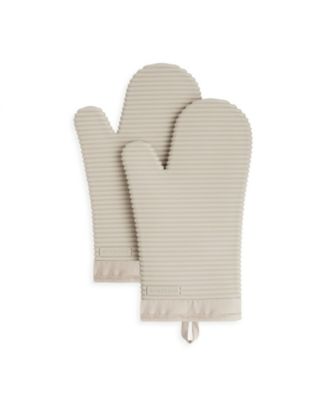 Ribbed Soft Silicone 2-Pc. Oven Mitt Set