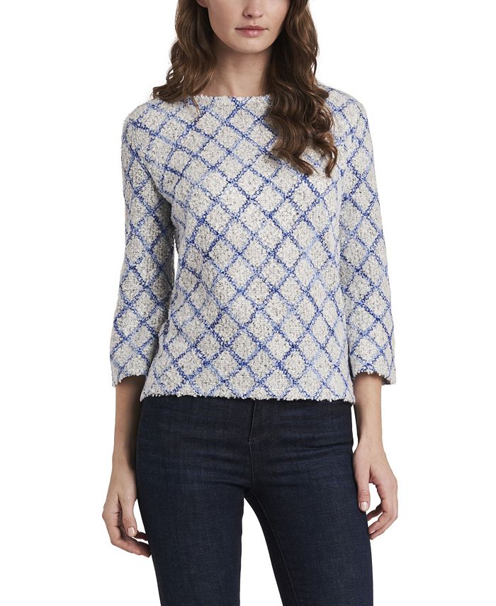 Vince Camuto Women's Three Quarter Sleeve Diamond Plush Top Macy's
