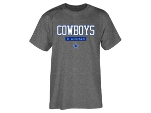Authentic Nfl Apparel Troy Aikman Dallas Cowboys Men's Akron T-shirt In Gray