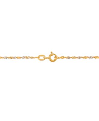 Polished Two-Tone Diamond Cut 16" Singapore Chain in 10K Yellow Gold