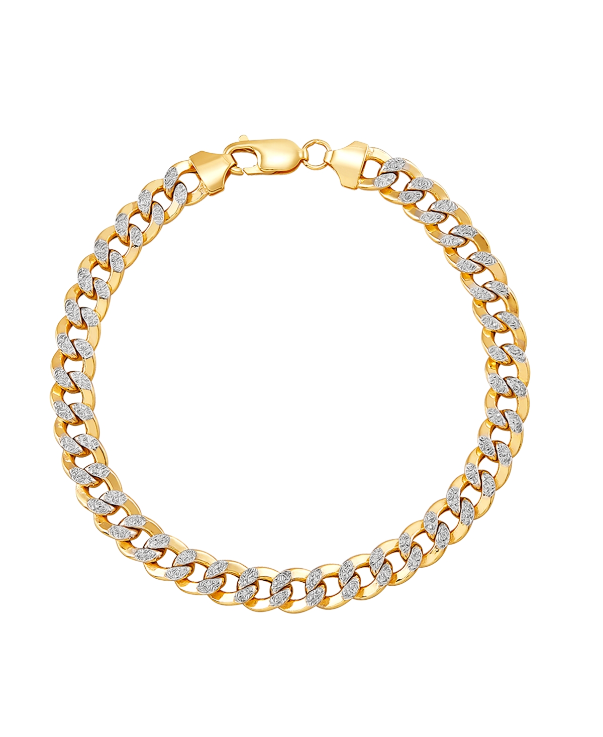 MACY'S POLISHED DIAMOND CUT 7MM CURB CHAIN BRACELET IN 10K YELLOW GOLD