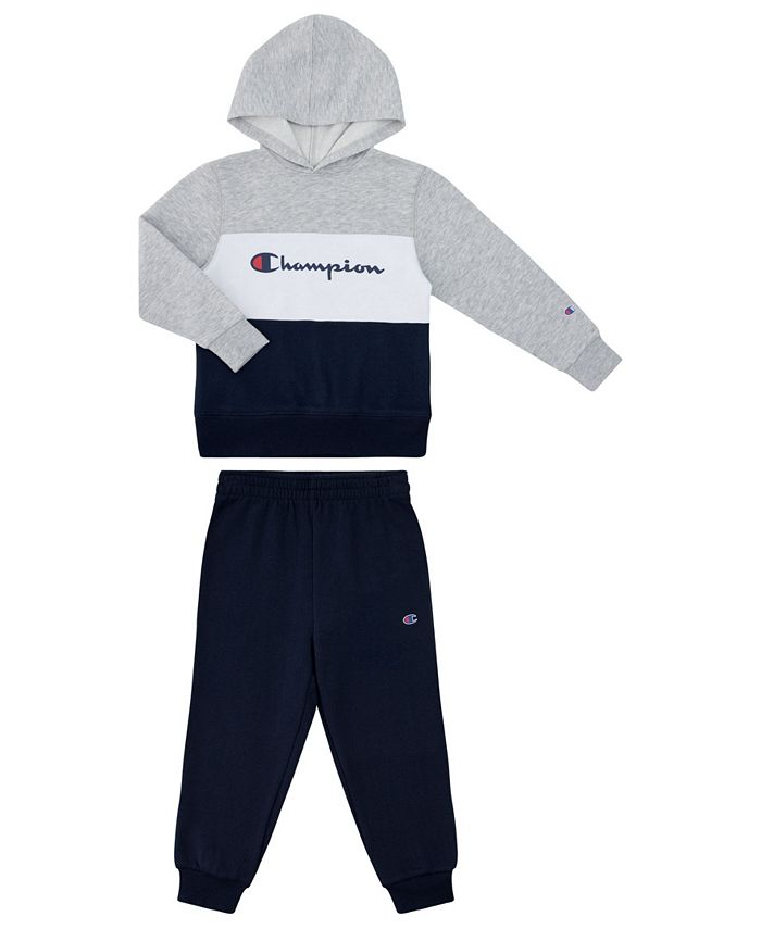 Champion Little Boys Colorblocked Fleece Hoodie and Patch Jogger Set, 2 ...