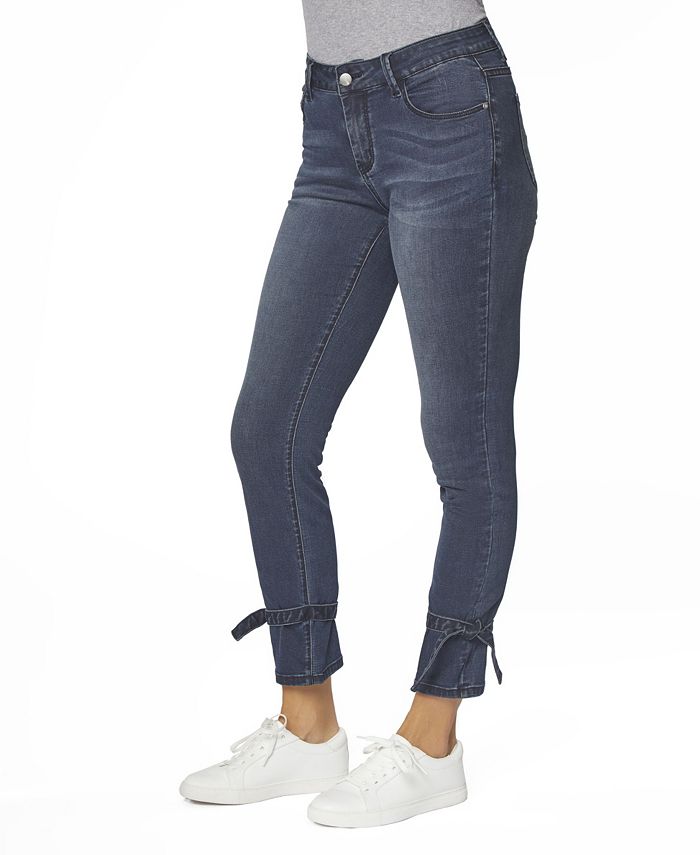 ZOE by Zoe + Phoebe Juniors' Mid Rise Skinny with Ankle Tie Jeans - Macy's