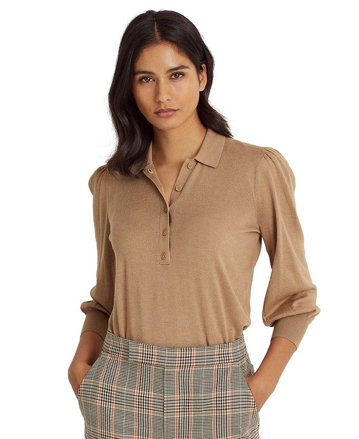 Lauren Ralph Lauren Buttoned Puffed Sleeve Sweater - Macy's