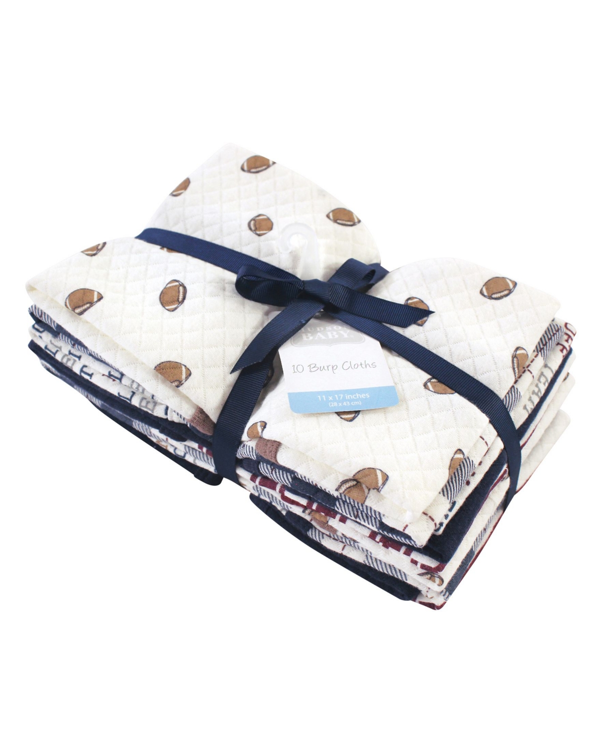 Hudson Baby Infant Boy Quilted Burp Cloths 10pk, One Size - Football