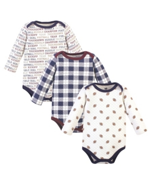 Hudson Baby Boys and Girls Quilted Long Sleeve Cotton Bodysuits Pack of 3