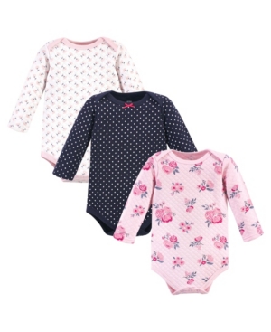 Hudson Baby Boys and Girls Quilted Long Sleeve Cotton Bodysuits Pack of 3
