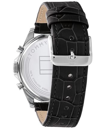 Tommy Hilfiger - Men's Chronograph Black Leather Strap Watch 44mm
