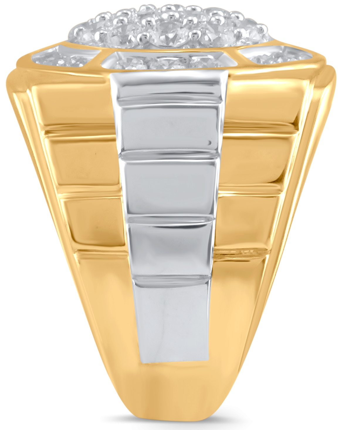 Men's Diamond Round Cluster Ring (2 ct. t.w.) in 10k Gold & White Gold - Two-Tone